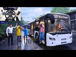 The Bus - Driving Through Berlin in Heavy Rain | Realistic Bus Sim | Steering Wheel Gameplay