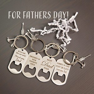 Personalized Father's Day Keychain: Engraved Stainless Steel Bottle Opener With Tool Charms - Etsy
