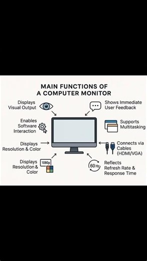 Main functions of Computer monitor #computer #knowledge #youtubegrowth #shorts