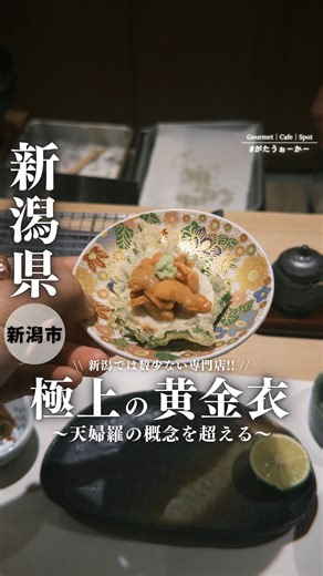 がたうぉーかー【新潟グルメ/スポット】 on Instagram: "極上の黄金衣… @temki_arata 新潟の休日の事なら👉 @nonbiri0120 ⁡ ⁡ ———ｷﾘﾄﾘ線——— ⁡ ⁡ 『人生で一度は味わいたい。極上の黄金衣。』 ⁡ ⁡ 🍤洗練された上質な空間で味わう極上のひととき ⁡ 🍤油、衣の状態、油の管理すべてをとことん追求した天婦羅は今まで食べてきた天婦羅の概念を変える逸品 ⁡ 🍤大切な人と大切な時間を過ごすデートや記念日におすすめ ⁡ ⁡ 今日は新潟駅から徒歩1分の場所にある新潟県では数少ない天婦羅専門店『天㐂あらた(てんきあらた)』さんに伺わせて頂いたので紹介します。 ⁡ ⁡ こちらはコープシティ花園の3階にあるお店 外観から特別な時間を過ごさせてくれそうな雰囲気が漂ってきます。 ⁡ 店内は調理風景を眺める事ができる大きなカウンター席と個室が二部屋 ⁡ 油の跳ねる心地の良い音や香りを楽しみながら旬の食材たちの天婦羅が満喫できます こちらのお店では天婦羅は揚げものではなく蒸し料理という概念 ⁡ 一つの食材が天婦羅になる事によって、更に香りや旨味を凝縮され