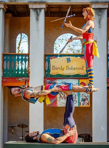 Have you ever looked closely at this stunt? 👀 It’s an acro-ception!!! But thanks to macro Monday we can… ENHANCE! 😎 Keep any eye out for more spooky shenanigans this week! 👻 📸Freddy Franklin Burgess #renaissancefestival #renfest #renfest2025 #renfaire #renaissance #carolinarenaissancefestival #ncrenfest #acrobalance #acro #acroeverywhere #acrobat #acroyoga #fireperformer #fireshow #juggling | Barely Balanced