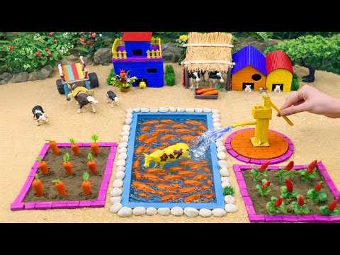 DIY Mini Farm Diorama with Cow Shed | Goldfish Pond and Carrot Chili Garden