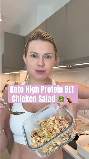 Keto High Protein BLT Chicken Salad #keto #lowcarb #highprotein #ketorecipes #highproteinrecipe
