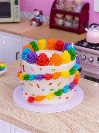 Mini Bakery (@minibakerychannel) - How to Make a Gorgeous Rainbow Cake