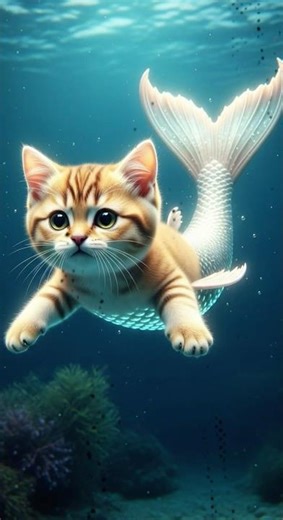 Mermaid Cat Saves Little Girl from Giant Shark Heartwarming Story with Happy Ending