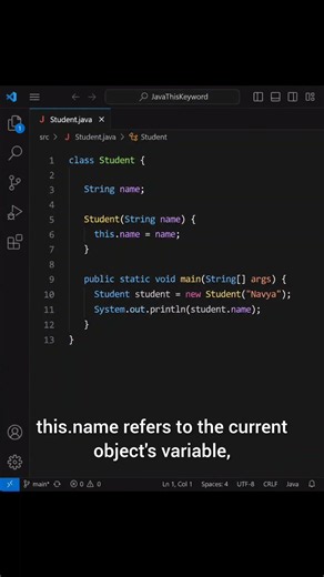 What is the this Keyword in Java? Explained in 20 Seconds! ☕ #java #shorts
