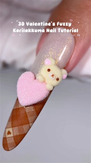 Crisania Neri on Instagram: "3D Valentine’s Fuzzy Korilakkuma Nail Art Tutorual🧸🩷 She’s soooo cute! and this flocking powder color matches her perfectly!!💕🧸 obsessed i wanted the heart to look like a sugar gummy and i love! would you wear this?🧸💕 Using @cris3dshop 🧸Pat Art Gel 🧸Pat Art Gel Ice Edition 🧸Square Sponges 🧸Bubblegum 3D Gel 🧸Angel Cake & Banana Pudding 3D Gel 🧸DGEL X CRISANIA NERI LINER GELS 🧸9mm Liner Brush 🧸Flocking Powder 🧸Cris Lens 40-120 Using @ballpit_shop (code �