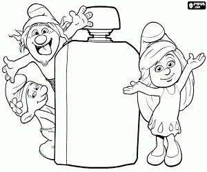 The Smurfs and the perfume coloring page printable game