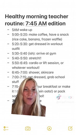 Healthy morning teacher routine: 7:45 edition! Do you want to see more routines like this? #healthyteacher #teacherroutine #teachermorningroutine #teacherworkout #firstyearteachertips #firstyearteacheradvice #studentteachertips #youngteacher #newteachertips