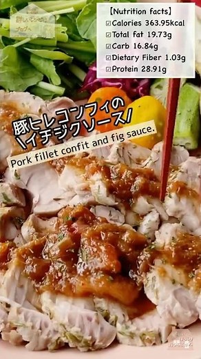 たっぷりいちじく【豚ヒレコンフィとイチジクソース】Pork fillet confit and fig sauce. #豚ヒレ肉 #いちじく #オイル煮