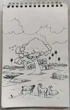 Beautiful Village Scene Drawing | Ink Pen Art #drawing