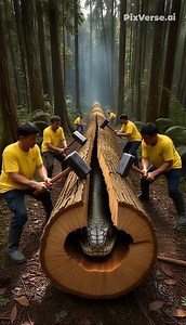 rescue giant python in wood trunk 22 #animals #funny #shorts