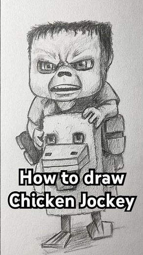How to draw Chicken Jockey from Minecraft! Easy! #art #minecraft #drawing #chickenjockey