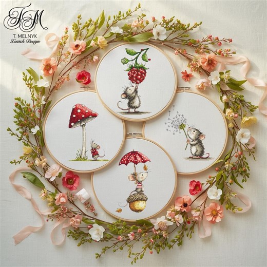 Adorable Mouse Cross Stitch Pattern Bundle - Instant PDF Download Cute Designs for Crafters - Etsy