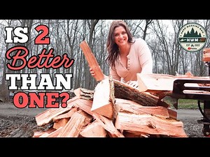 Splitting Huge Oak Rounds for Firewood Trying New Method