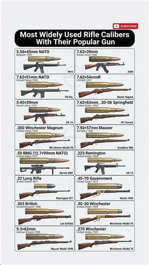 Most Widely Used Rifle Calibers With Their Iconic Guns