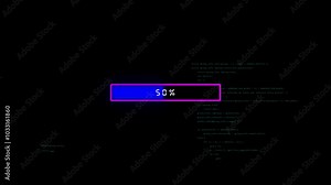 Progress Bar Indicator Animation: 0% to 100% Smooth Increase – Dynamic Percentage Loading Visual. Technology programming background.
