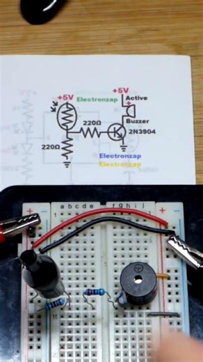 Simple LDR Bright Light Alarm Active Buzzer NPN BJT