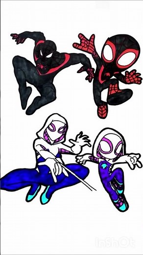 Learn to Draw Spider-Man & Spider-Gwen in one Minute! #spiderman #drawing #shorts