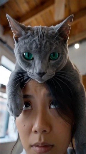 When your cat decides your head is a sofa... 😾💻 #shorts