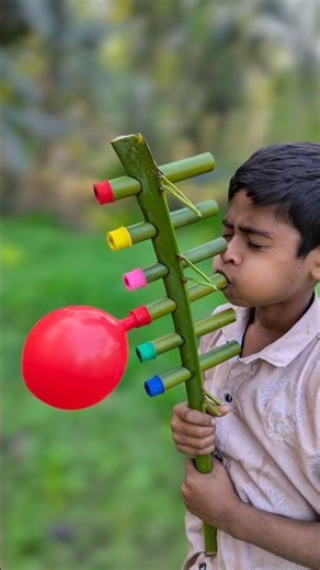 Cute bamboo & colour balloon toy #diy #art