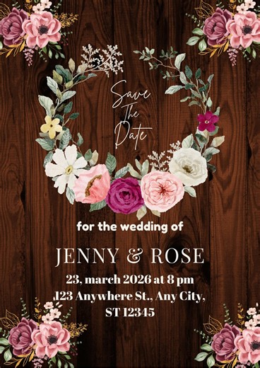 Canva Editable Rustic Wedding Invitation Template | Perfect for Fall Weddings - Etsy