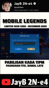 Mobile Legends Skin Redeem Codes December 22, 2025 - MLBB limited Skin Code #mobilelegendsbangbang