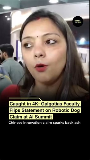 News At Your Door | India | Bharat on Instagram: "A controversy has erupted after a video from an AI summit showed a Galgotias University faculty member claiming that a robo-dog on display was developed by their “Centre of Excellence.” However, following online scrutiny and allegations that the robot was of Chinese origin, the same faculty member later denied making such a claim and reportedly stated that she never said it was developed by them. Clips circulating on social media appear to show c
