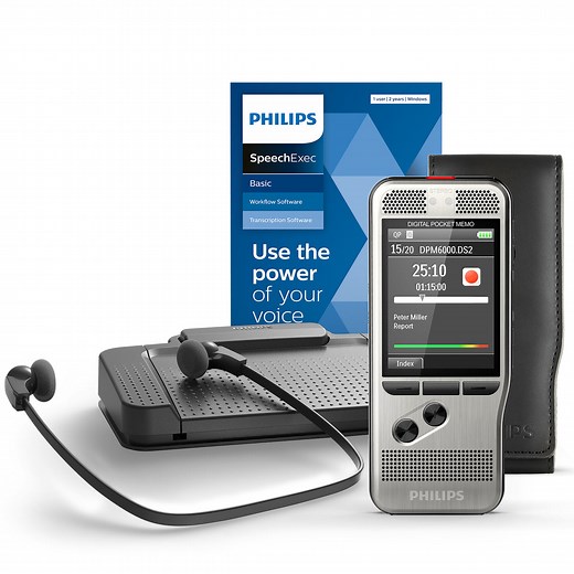 Philips DPM6700/03 PocketMemo Starter Set with SpeechExec V11 - 2 Year License