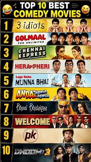 🎬 Top 10 Best Comedy Movies That Will Make You Laugh Out Loud!#Comed #Top10Movies #BollywoodCome