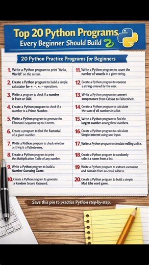 top 20 Python Programs #python #pythonprojects