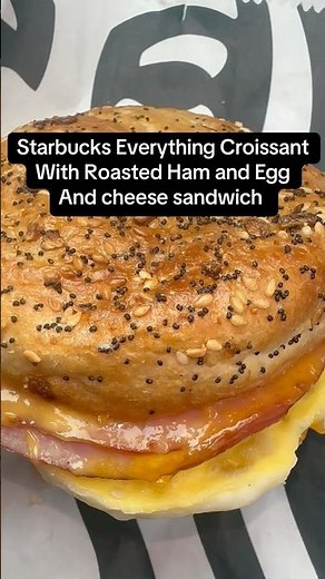 Starbucks Everything Croissant with roasted ham egg and cheese sandwich! ‪@starbucks‬ #starbucks