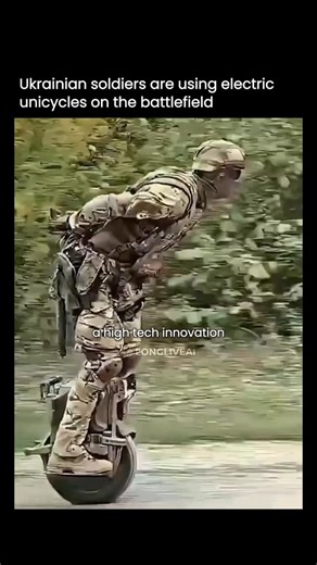 Artificial Intelligence | ChatGPT | Technology on Instagram: "At first glance, this looks like something out of a sci-fi movie, but it’s real footage from the front line. Ukrainian soldiers have begun experimenting with electric unicycles as a way to move quickly and quietly through difficult terrain. These devices are compact, fast, and highly maneuverable, making them useful for scouting, short relocations, and navigating forests, dirt paths, and tight spaces where larger vehicles struggle. Mo