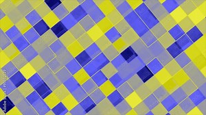 Looping animations of a blue and yellow checkerboard design.