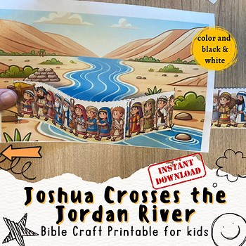Crossing the Jordan River Printable, bible homeschool worksheets, Joshua, Sunday
