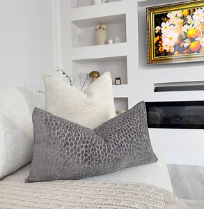 Embossed Velvet Gray Lumbar Pillow Cover Decorative Lumbar Cushion Cover (all Sizes) - Etsy