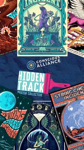 Love our Conscious Alliance posters? Join the new Hidden Track Poster Collective by Conscious Alliance to get a tube of 5 mystery posters curated to your favorite bands (like us). Your monthly donation will go towards ending hunger and keeping quality food out of landfills. Go sign up now at ConsciousAlliance.org/Membership | The String Cheese Incident