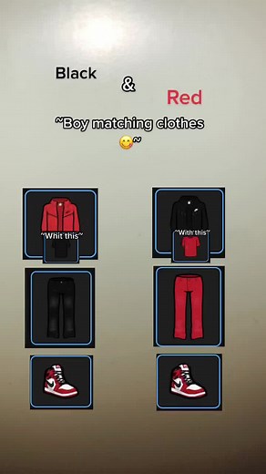 Boy Matching Clothes in Black and Red - Snapchat Bitmoji Outfits