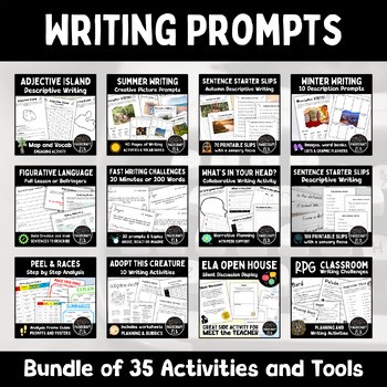 Writing Prompts Bundle of ELA Activities, Materials and Tools