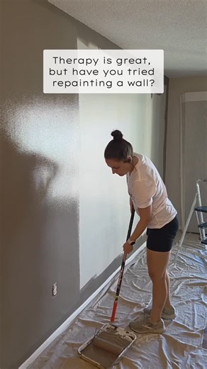 I mean, it IS pretty amazing.😏 Paint color: Smokey Trout by @behrpaint #therapy #paintingtherapy #livingroom #todayletspaint #behrpaint | Brushstrokes & Timber