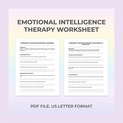 Emotional Intelligence Worksheets, Self-awareness, Emotional Regulation, Relationship Skills, Empathy Development, Communication Skills - Etsy