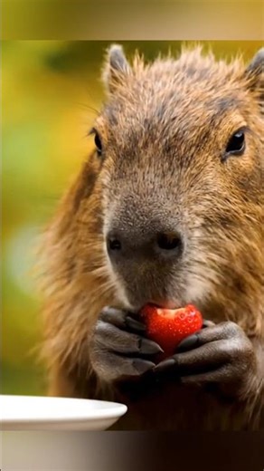 🦫🍓 ASMR Capybara Eating Strawberries 😍 | Juicy & Relaxing Chewing Sounds 🎧 #asmr