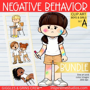 Negative Behavior Kids Clipart BUNDLE — Classroom Management, SEL