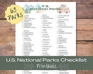 National Park Checklist Printable | United States National Parks Log | Travel Journal Insert | Adventure Gift | U.S. Park Challenge - Etsy