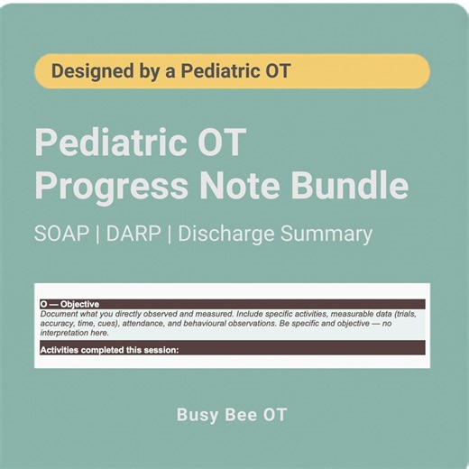 Pediatric OT Progress Notes SOAP DARP Discharge Summary Template - Etsy