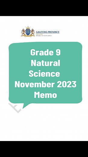 Grade 9 Natural Science November 2023 Memo #educational #resources #fyp #pastyearpapers #study #naturalscience #grade9