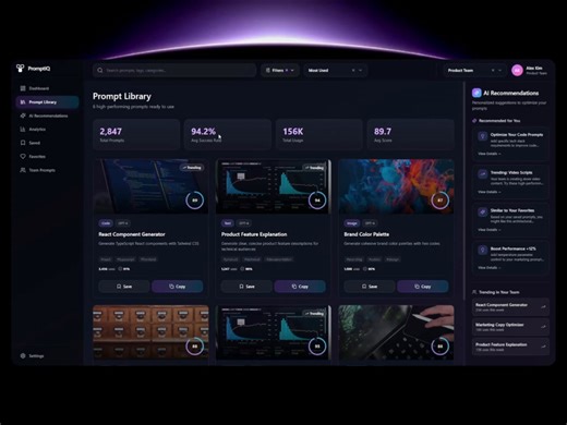 AI Prompt Intelligence Platform – Prompt Library Dashboard UI