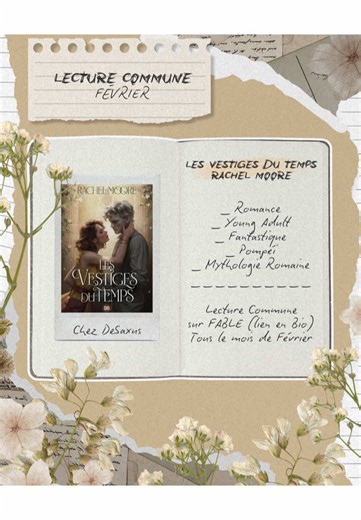La lecture commune de Février sur Fable est donc « Les vestiges du temps » de Rachel Moore ✨ En quelques mots clés : * Romance * Fantastique * Young Adult * Mythologie Romaine * Historique * Pompéi Il est vendu comme étant dans la même vibe que « What the River Knows » que j’avais adoré, donc je croise les doigts 💕 Si vous souhaitez nous rejoindre, le lien du bookclub fable est dans ma bio ✨ @DeSaxus #lecturecommune #lesvestigesdutemps #rachelmoore #fable #booktok