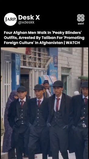 Desk X on Instagram: ""The 'Jebrael Shelbys' took style to the streets of Herat, inspired by Peaky Blinders fashion. But a suit, trench coat, and flat cap are now considered 'promoting foreign culture' in Afghanistan. The men were detained, warned by the Taliban for introducing styles that went against Afghan values, and subsequently released after promising to stop. A stark reminder of the cultural rules under the current regime. VIDEO CREDIT: @jemis_band_00 #PeakyBlinders #Afghanistan #WorldNe
