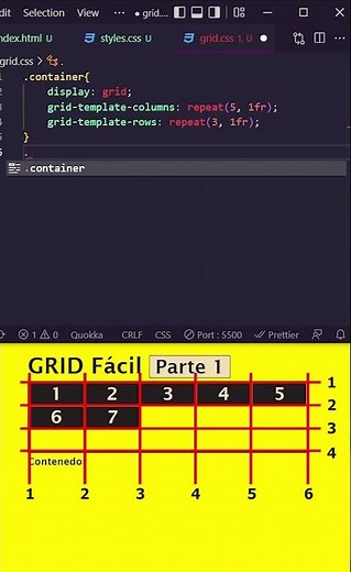 GRID CSS Fácil - APRENDE Layouts responsivos 💪 - #Shorts